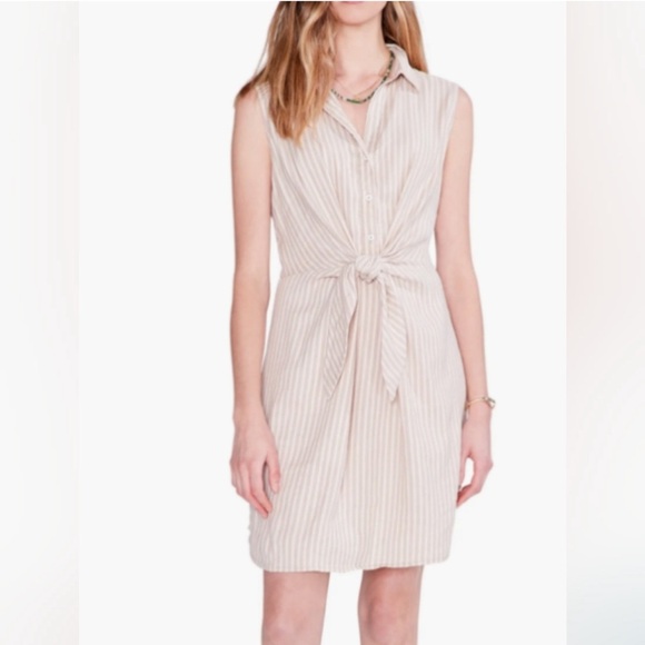 Nic & Zoe Cafe Striped Linen Blend Shirt Dress Sleeveless Excellent Size S - Picture 1 of 12